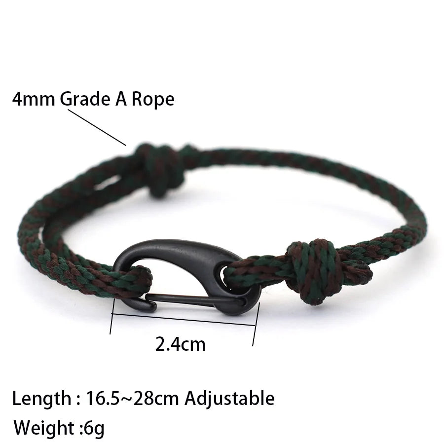 New Handmade Ethnic String Bracelet For Men Marine Fabric Nautical Braslet Black D Buckle Climbing Rope Braclet Beach Pulseria deideas