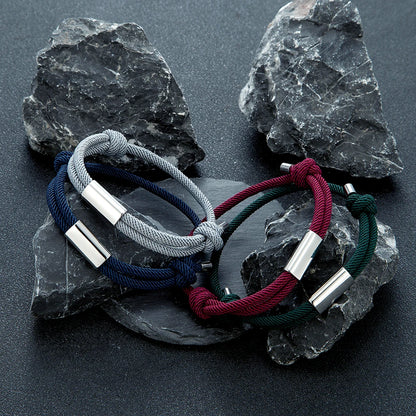 Adjustable Rope Bracelet – Blank Silver-Tone Accent, 14 Colors