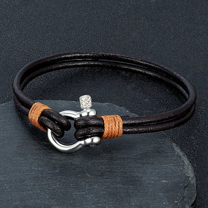 Leather Shackle Bracelet – Screw-Pin Closure, 4 Colors