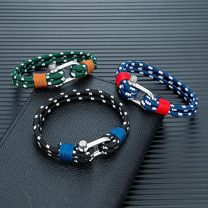 Double-Cord Rope Bracelet – Screw-Pin Shackle, 4 Colors