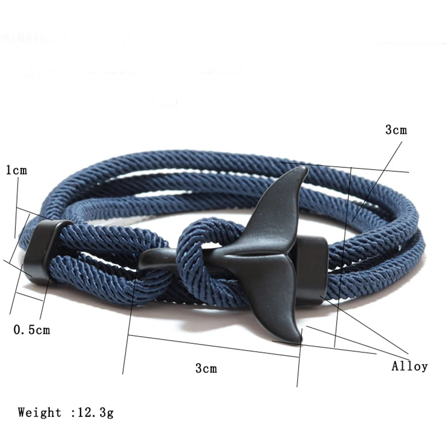 Whale Tail Rope Bracelet – Double Cord, 11 Colors