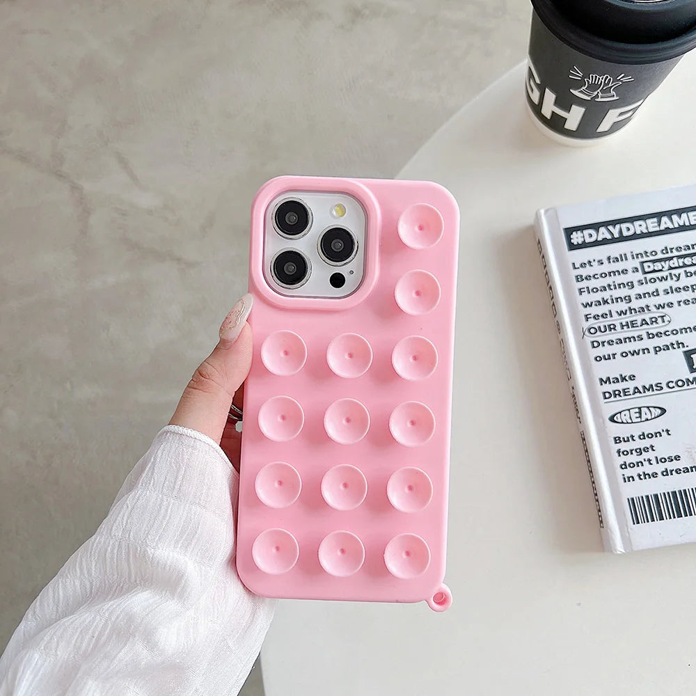 Suction Cup iPhone Case with Wrist Lanyard – 6 Colors