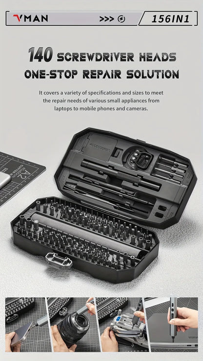 Mini Electric Screwdriver Set – 156-in-1 Precision Repair Kit