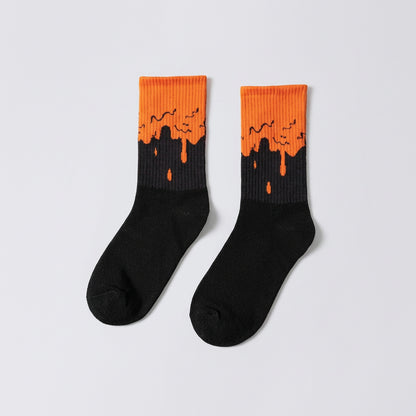 Drip Pattern Crew Socks – Cotton Blend, 5 Colors