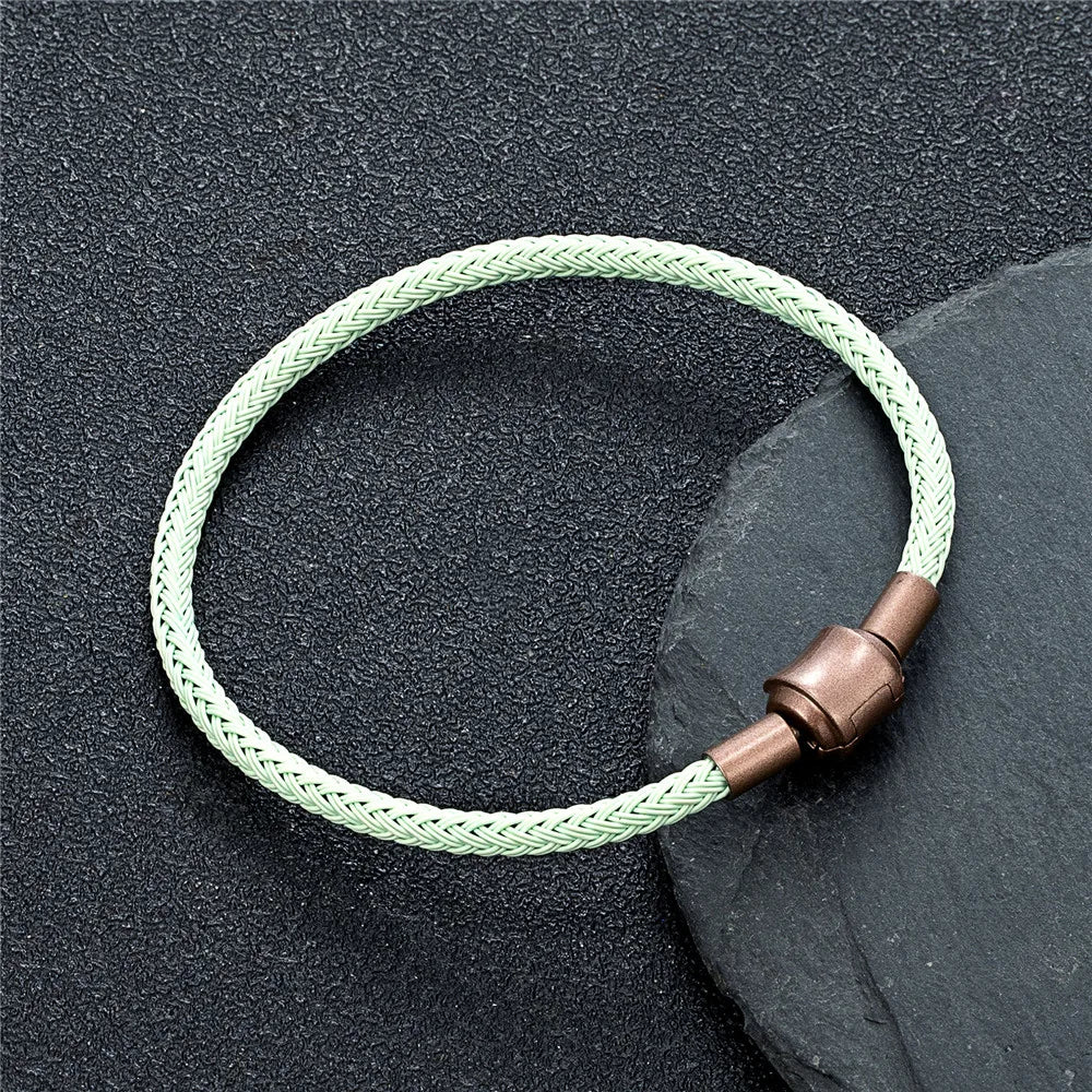 Braided Steel Cable Bracelet – 22 Colors, 19–23 cm