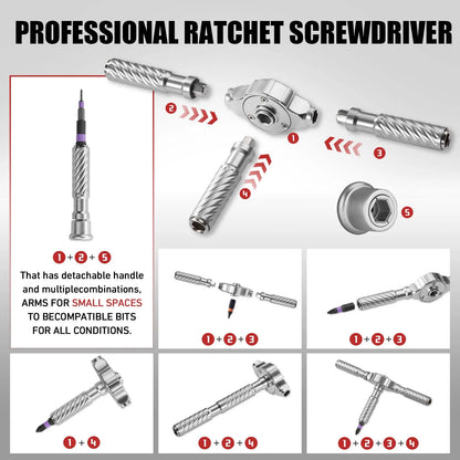 66-in-1 Magnetic Ratchet Screwdriver Set – T-Handle