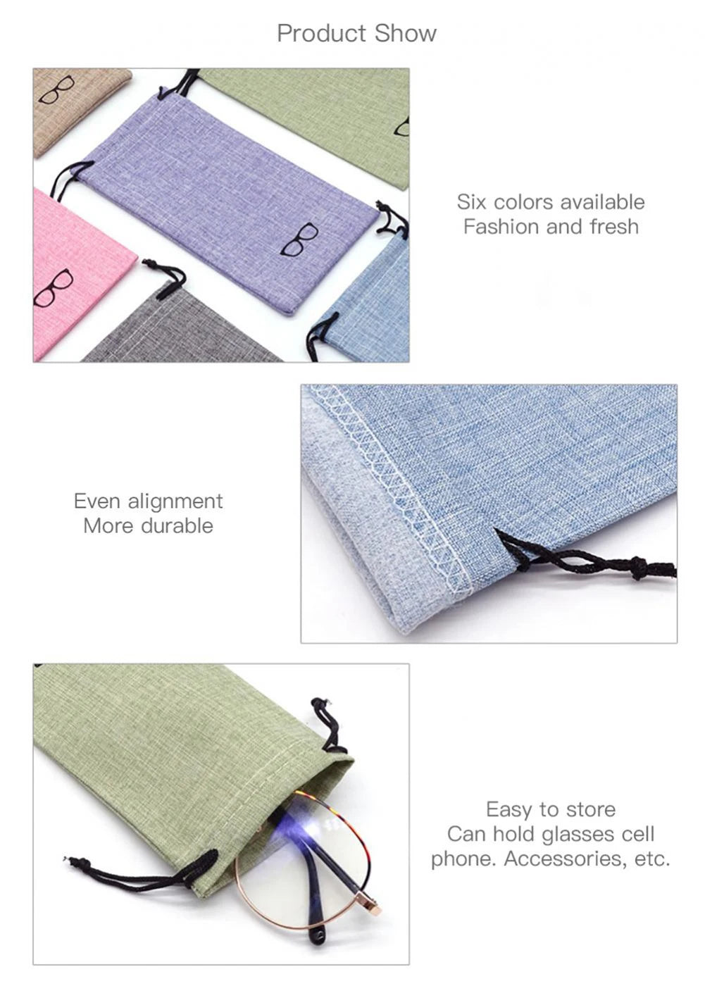 Linen Drawstring Pouch – 18 × 9 cm, 7 Colors