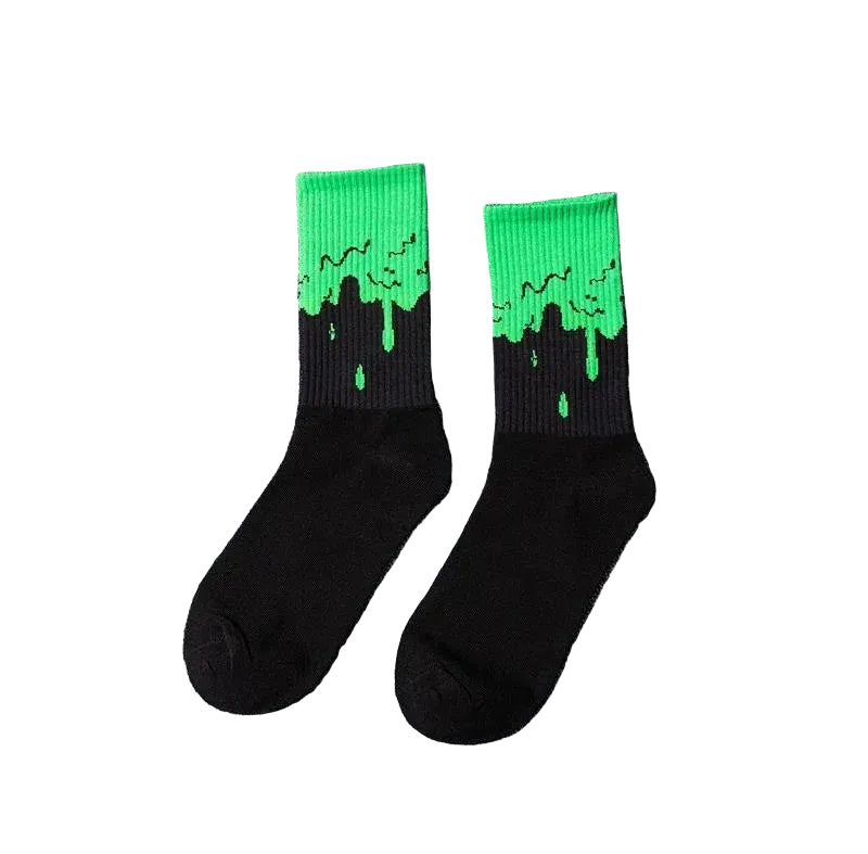 Drip Pattern Crew Socks – Cotton Blend, 5 Colors