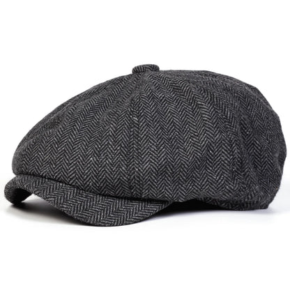 Herringbone Newsboy Cap Retro Painter's Beret, Unisex