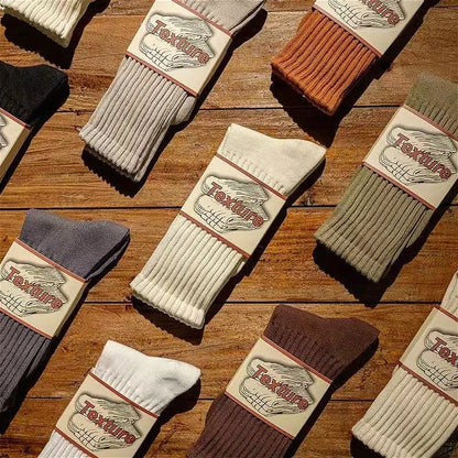 Retro Cushioned Crew Socks – Thick Cotton Blend