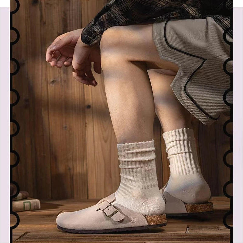 Retro Cushioned Crew Socks – Thick Cotton Blend