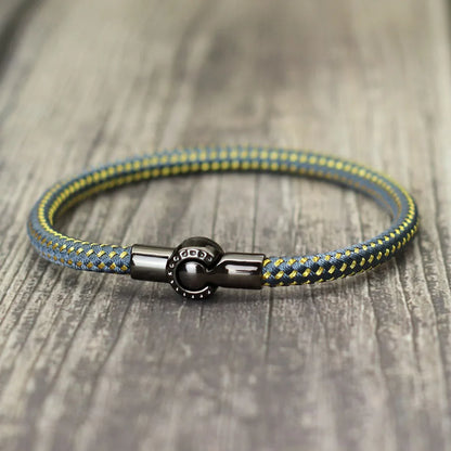 Outdoor Sports Cycling Mens Rope Bracelet Black Magnet Buckle Wrap Bangle Pulseira Corda Masculina Pulceras Hombres Elegante deideas