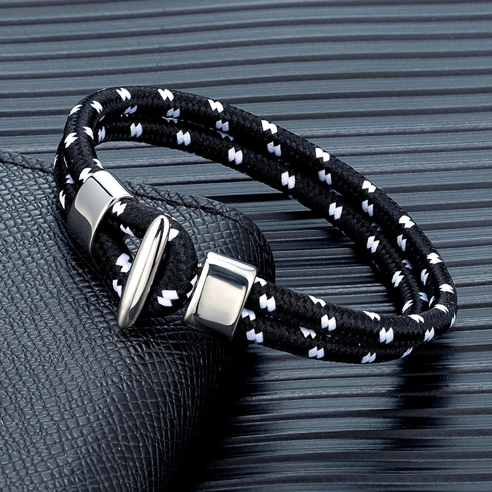 Patterned Rope Bracelet – Toggle Clasp, 17–23 cm