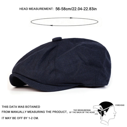Herringbone Newsboy Cap Retro Painter's Beret, Unisex
