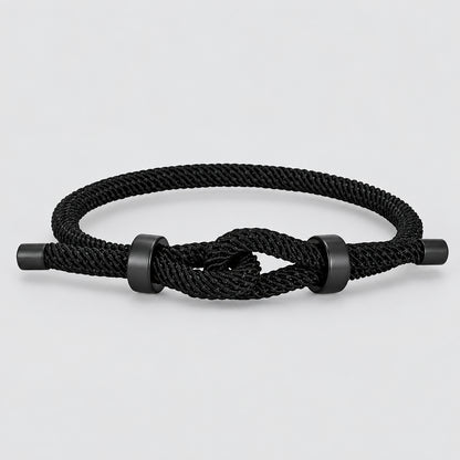 Adjustable Rope Bracelet Black Steel Charm, Waterproof & Durable deideas