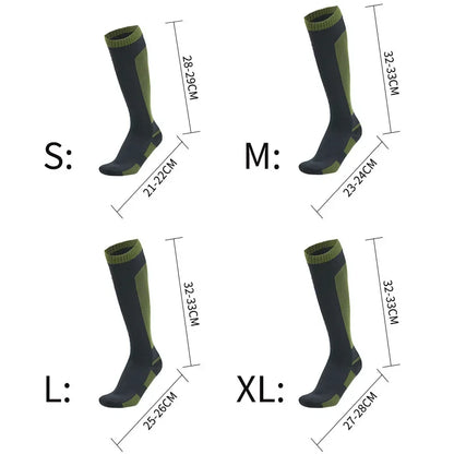 Long Hiking Socks – Black or Olive Panels, S–XL