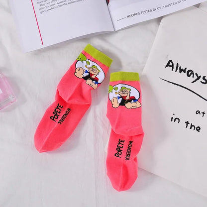 Cartoon Jacquard Crew Socks – Unisex EU 35–41
