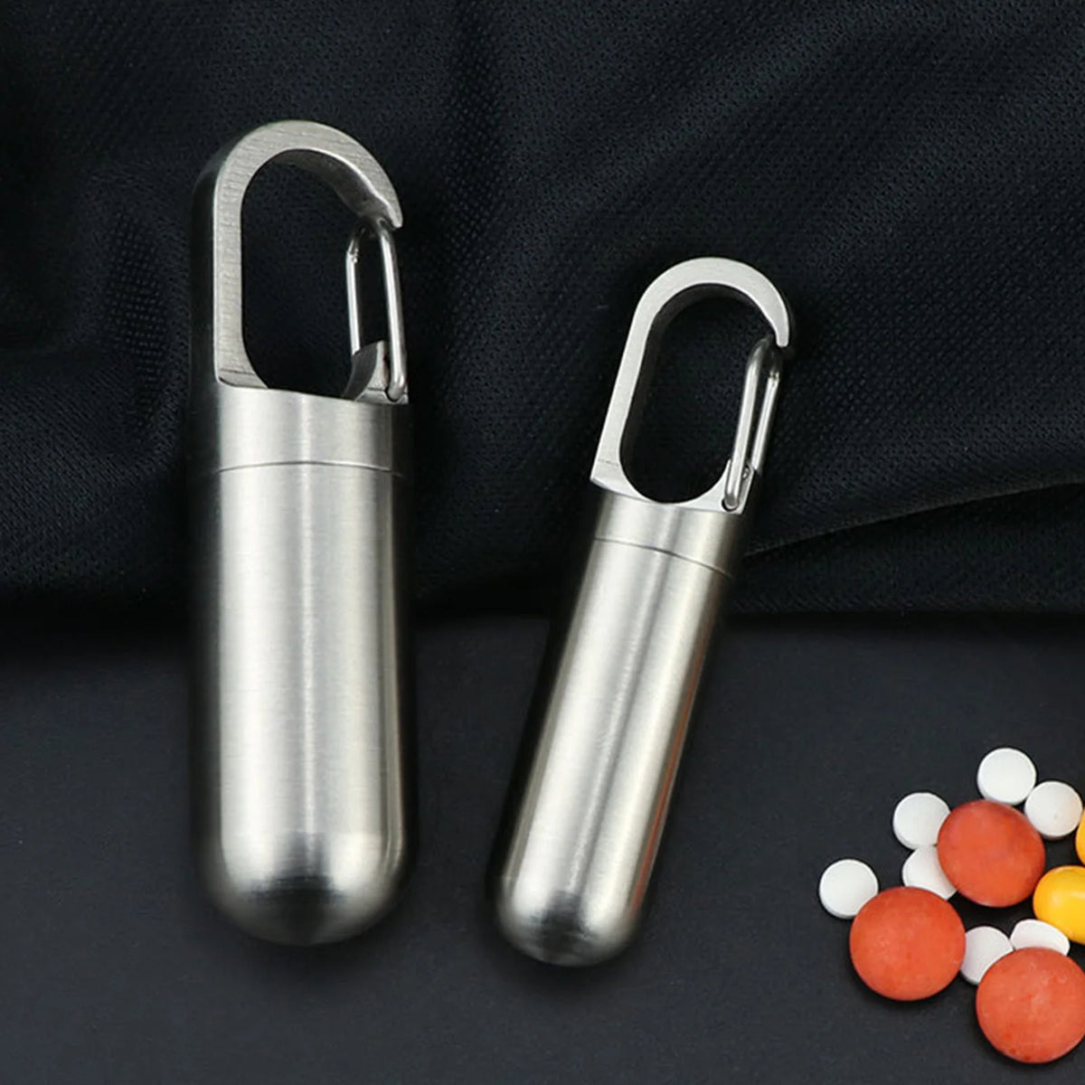 Pill Keychain Container – Screw-Top Capsule, 3 Sizes