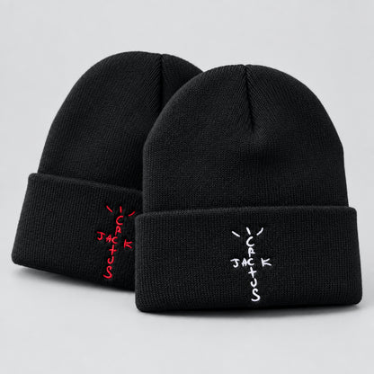 Bandana Graphic Cactus Embroidered Knit Beanie, One Size