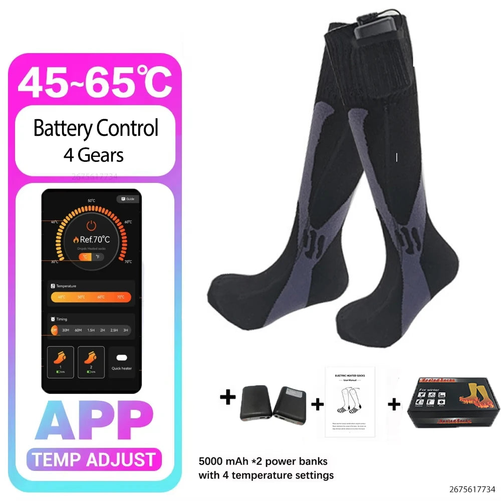 Rechargeable Heated Socks – Black or Pink, One Pair