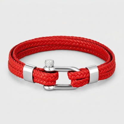 Braided Leather Shackle Bracelet – 5 Colors, 19–23 cm