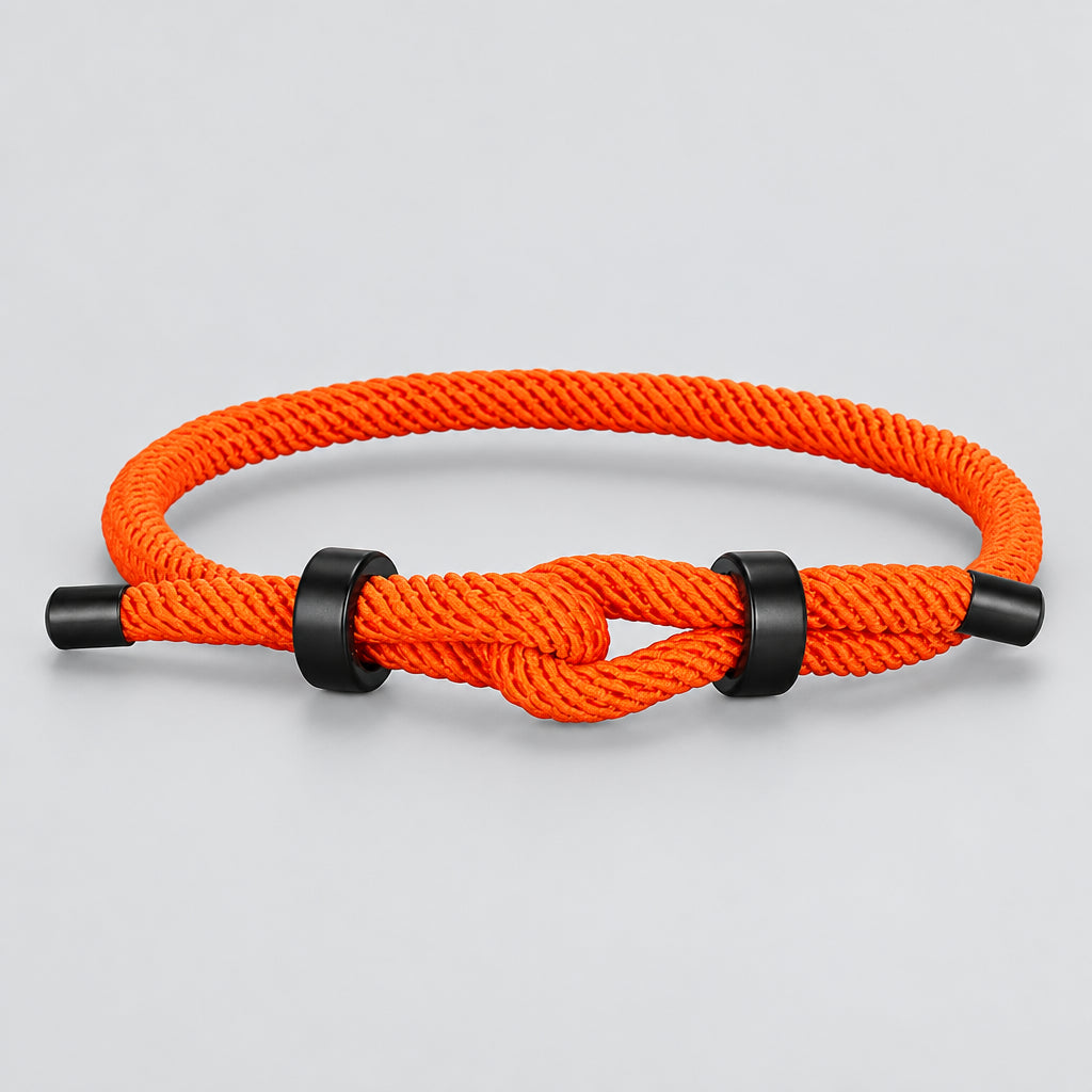 Adjustable Rope Bracelet Black Steel Charm, Waterproof & Durable deideas