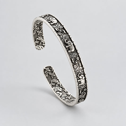 Feather Cuff Bracelet Adjustable Metal Bangle for Men & Women