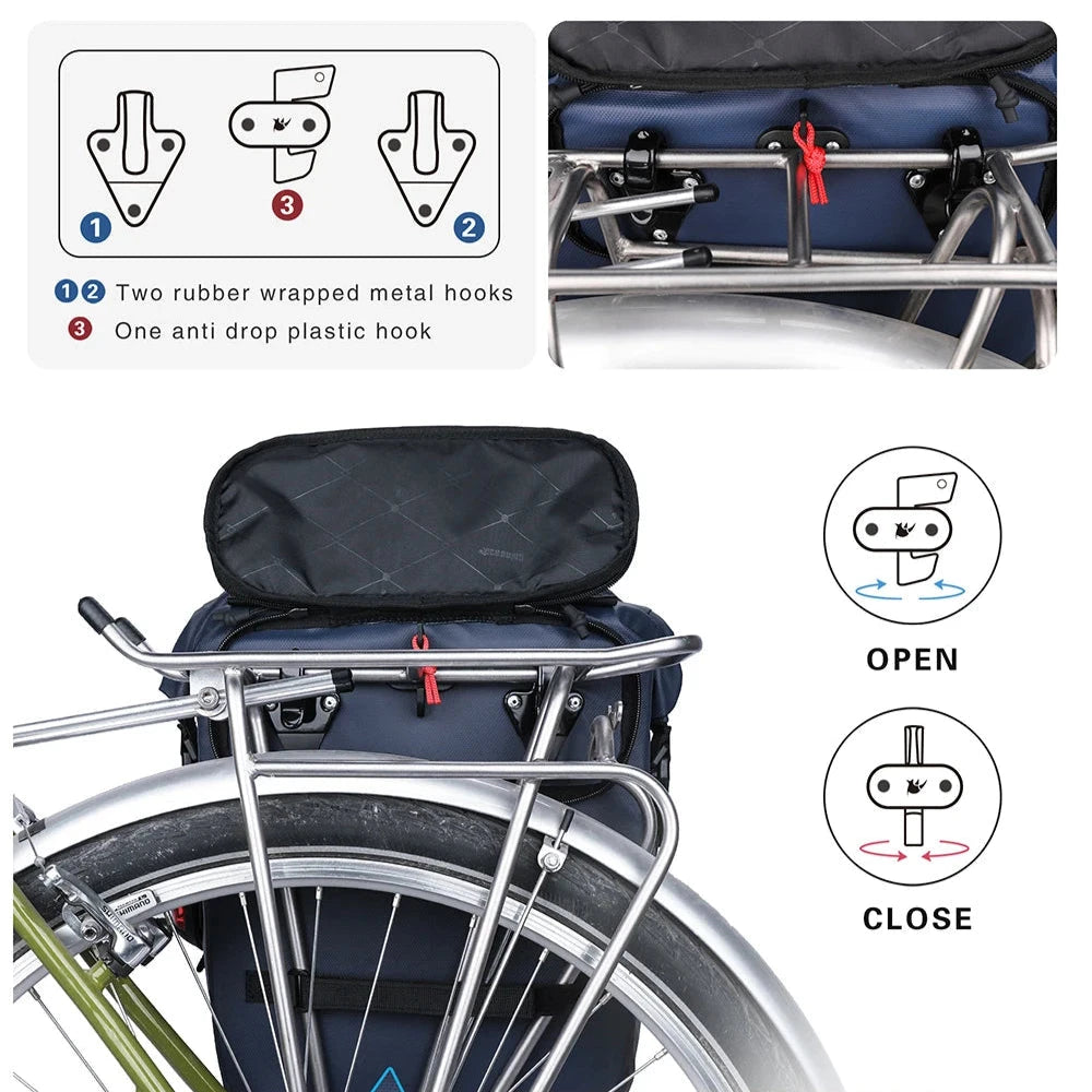 Waterproof Bike Pannier Bag 20L Rear Rack Travel & Shoulder Backpack deideas