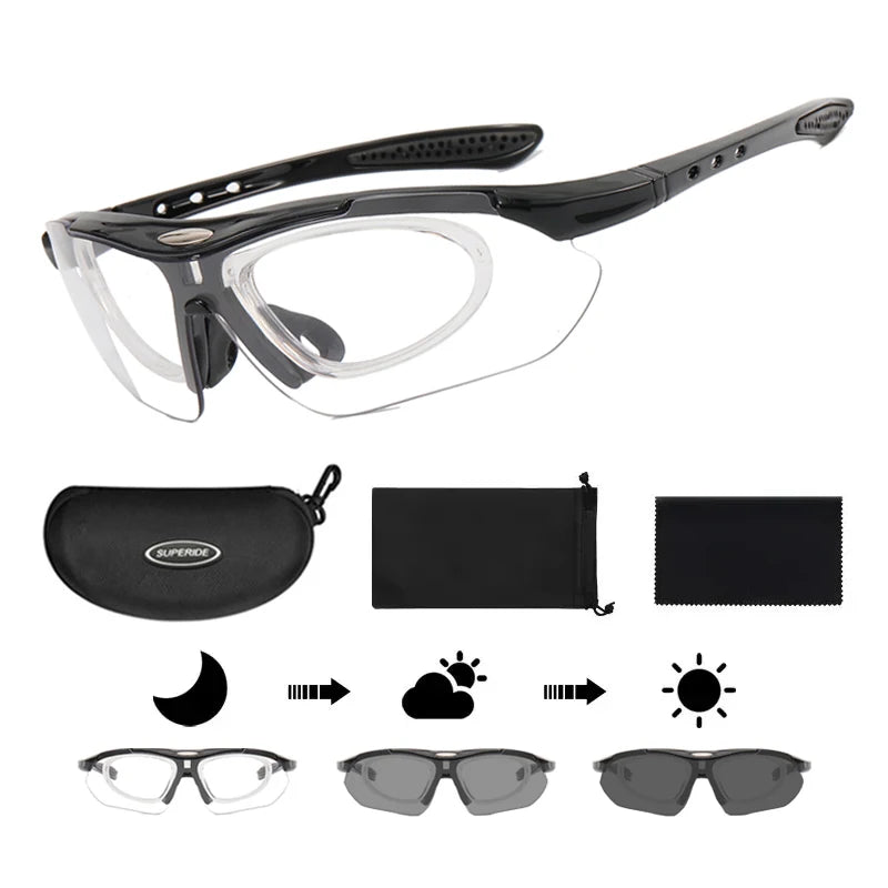 Photochromic Cycling Sunglasses - UV400, 152mm Wide