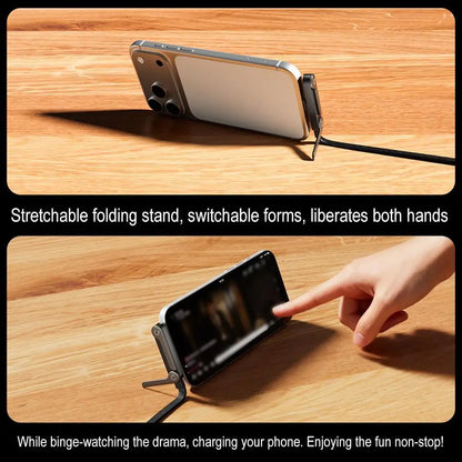 240W Fast Charging Cable + Foldable Phone Stand - USB-C & USB-A 2-in-1
