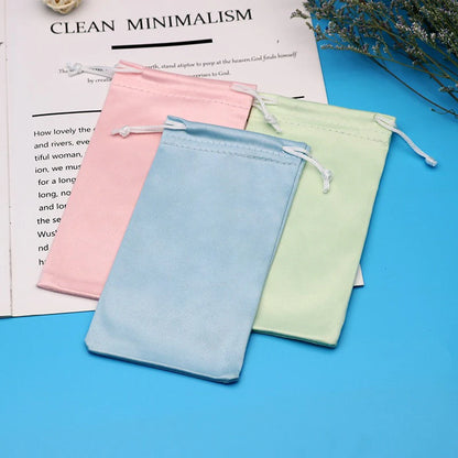 Microfiber Eyeglasses Pouch Soft Drawstring, 18x9cm