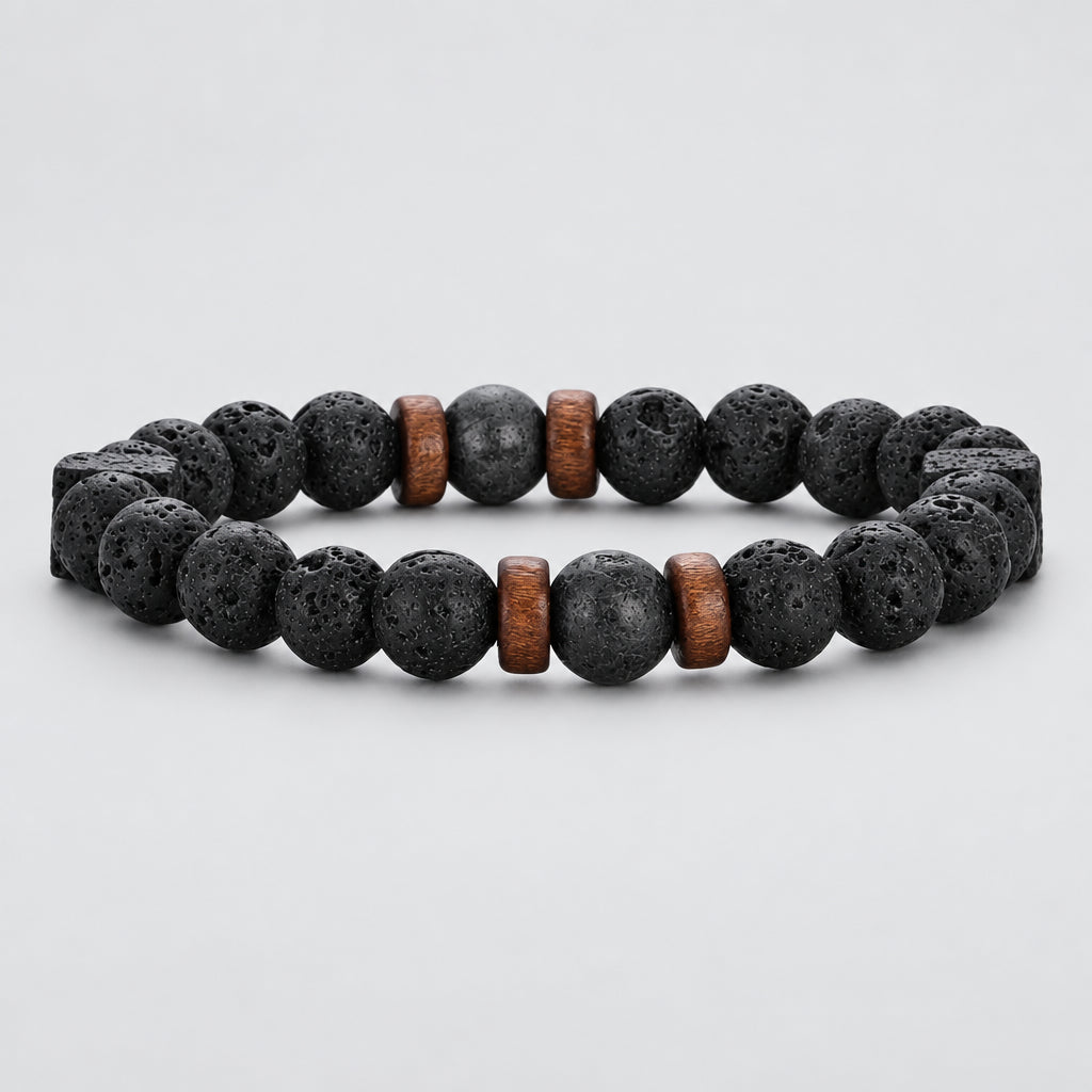Surf Spirit Volcanic Lava Stone Bracelet  Natural Black Onyx Beads with Healing Properties