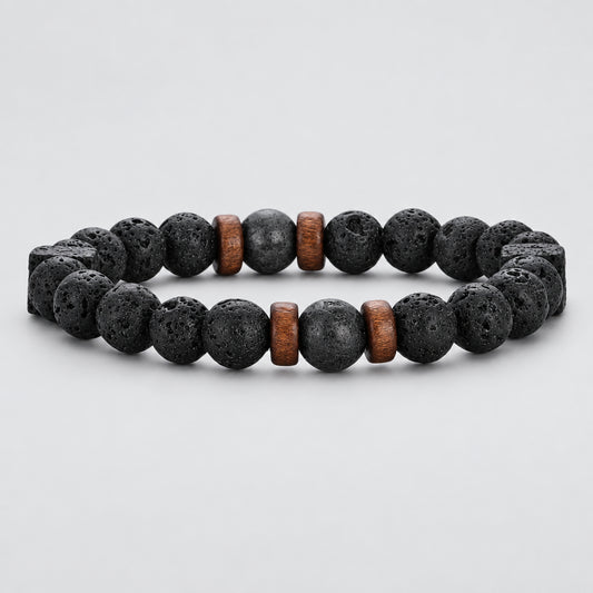 Surf Spirit Volcanic Lava Stone Bracelet  Natural Black Onyx Beads with Healing Properties