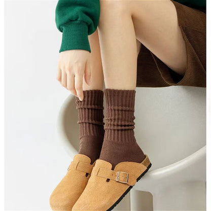 Retro Cushioned Crew Socks – Thick Cotton Blend
