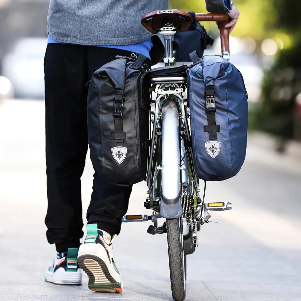 Waterproof Bike Pannier Bag 20L Rear Rack Travel & Shoulder Backpack deideas