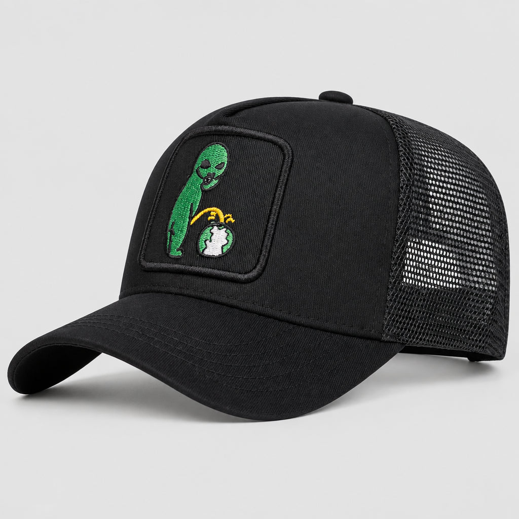 Gorra de béisbol con bordado Alien y rejilla trucker, ajustable, unisex