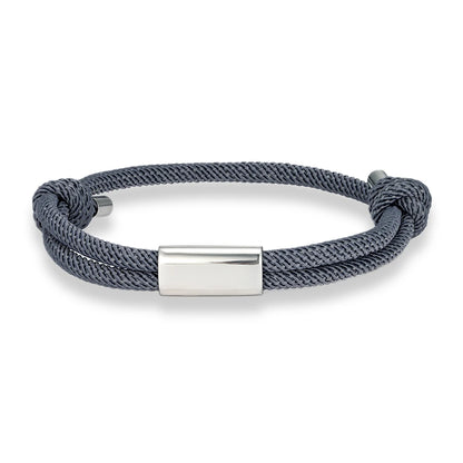 Adjustable Rope Bracelet – Blank Silver-Tone Accent, 14 Colors