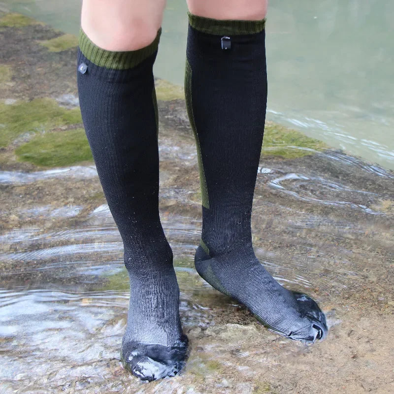 Long Hiking Socks – Black or Olive Panels, S–XL