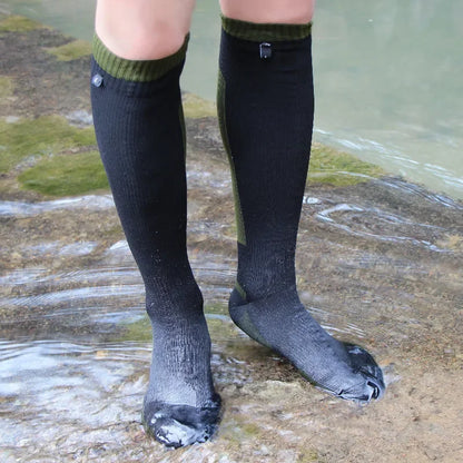 Long Hiking Socks – Black or Olive Panels, S–XL