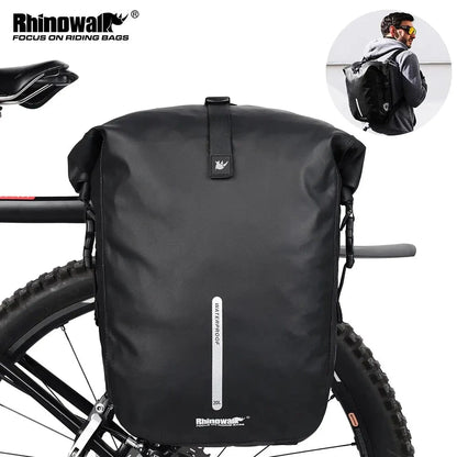 Waterproof Bike Pannier Bag 20L Rear Rack Travel & Shoulder Backpack deideas