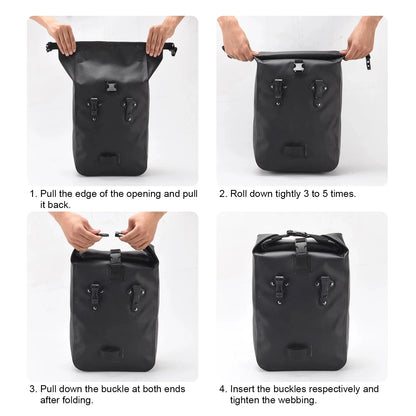 Waterproof Bike Rear Pannier Bag  10L Large Capacity with Reflective Strips deideas