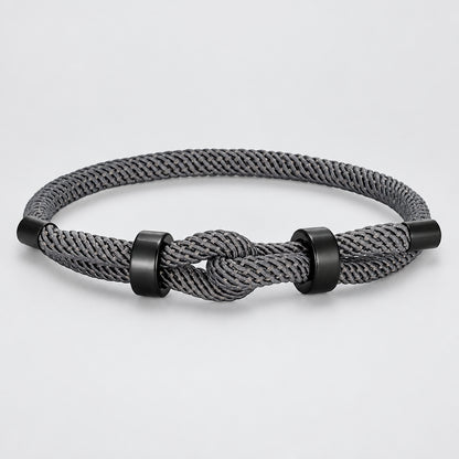 Adjustable Rope Bracelet Black Steel Charm, Waterproof & Durable deideas