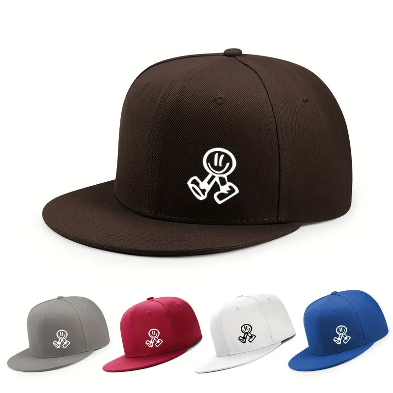 Smiling Character Flat-Brim Cap – Horizon, 16 Colors