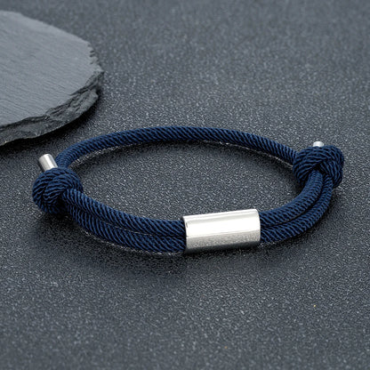 Adjustable Rope Bracelet – Blank Silver-Tone Accent, 14 Colors