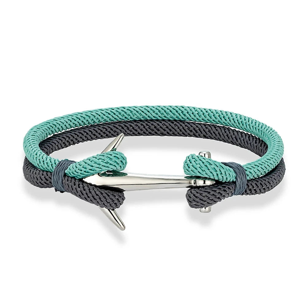 Nautical Steel Double Rope Anchor Bracelet Waterproof, Unisex & Adventure Ready deideas