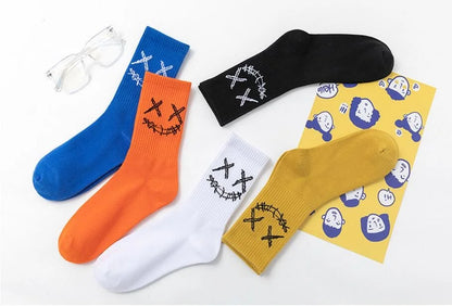 X-Eye Face Crew Socks – Cotton Blend, 3-Pair Set