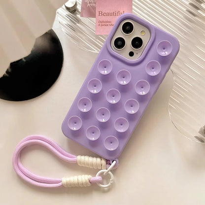 Suction Cup iPhone Case with Wrist Lanyard – 6 Colors