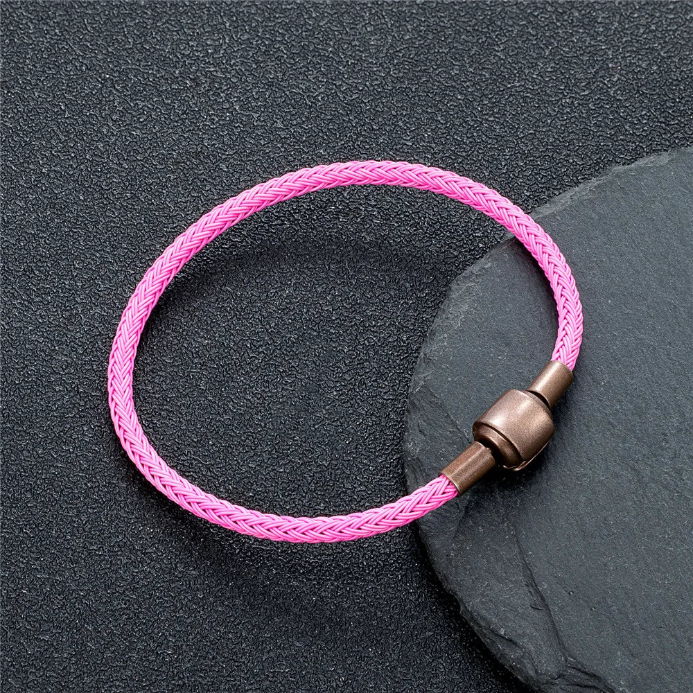 Braided Steel Cable Bracelet – 22 Colors, 19–23 cm