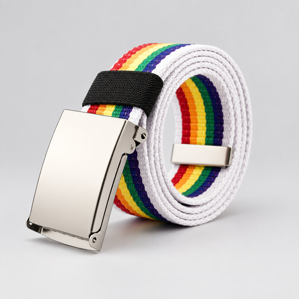 Striped Canvas Belt – Metal Buckle, 6 Styles