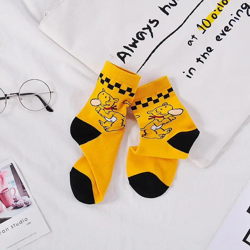 Cartoon Jacquard Crew Socks – Unisex EU 35–41